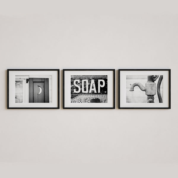 Sunset Studio Bathroom & Laundry Room Aqua and Black Soap, Moon & Pump