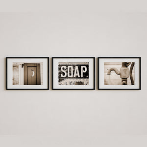 Sunset Studio Bathroom & Laundry Room Aqua and Black Soap, Moon & Pump