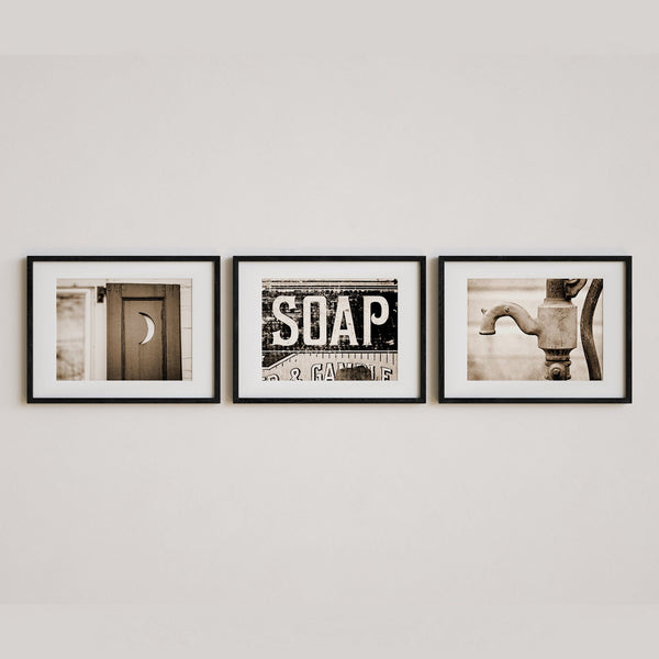 Sunset Studio Bathroom & Laundry Room Aqua and Black Soap, Moon & Pump