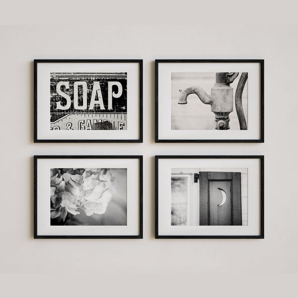 Sunset Studio Bathroom & Laundry Room Farmhouse Bathroom | Black and White