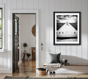 Modern White Barn at Sunset