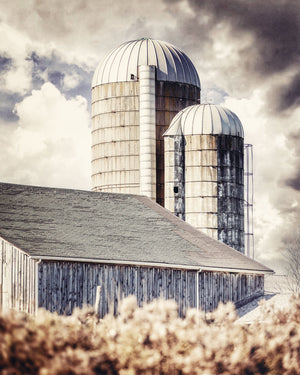 Autumn Barn and Silos Landscape
