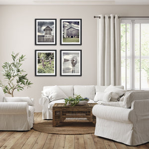 Sunset Studio Farmhouse Decor Grey Barn, Windmill, Fence and Cupola