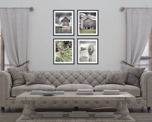 Sunset Studio Farmhouse Decor Grey Barn, Windmill, Fence and Cupola