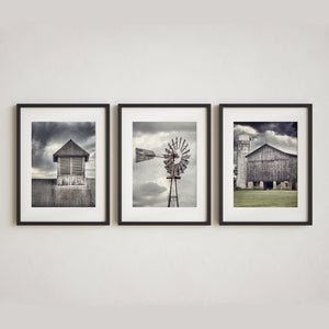 Sunset Studio Farmhouse Decor Grey Barns and Windmill