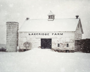 Peaceful Winter White Barn in the Snow