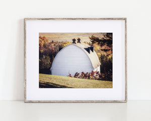 Picturesque White Barn in the Fall