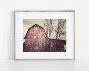 Red Barn in the Winter Landscape