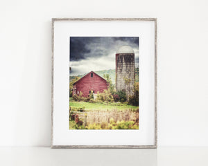 Red Barn with Silo in the Fall