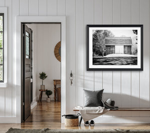 Rural Barn in the Trees in Black and White