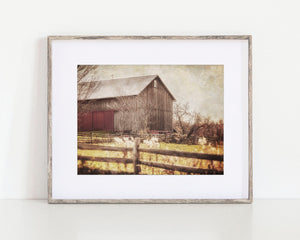 Rustic Autumn Barn with Pasture Fence